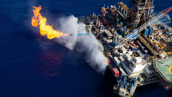 The Sedco Express drilling rig above the Tamar gas field in the Mediterranean