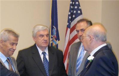 Baini conversing with Rep Ackerman and Tom Harb WCCR and Sami Khouey, President World Maronite Union